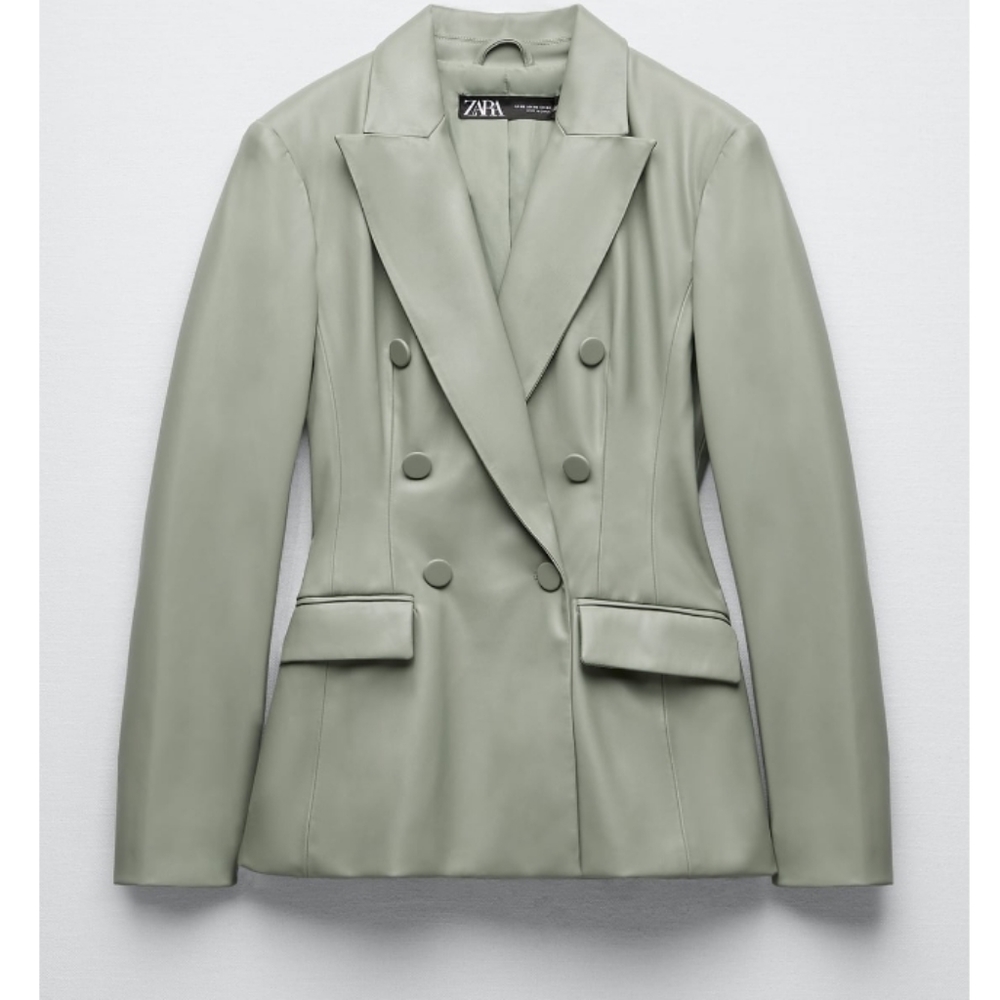 NWT Zara Balmain Style Leather Blazer Jacket - Picture 3 of 4